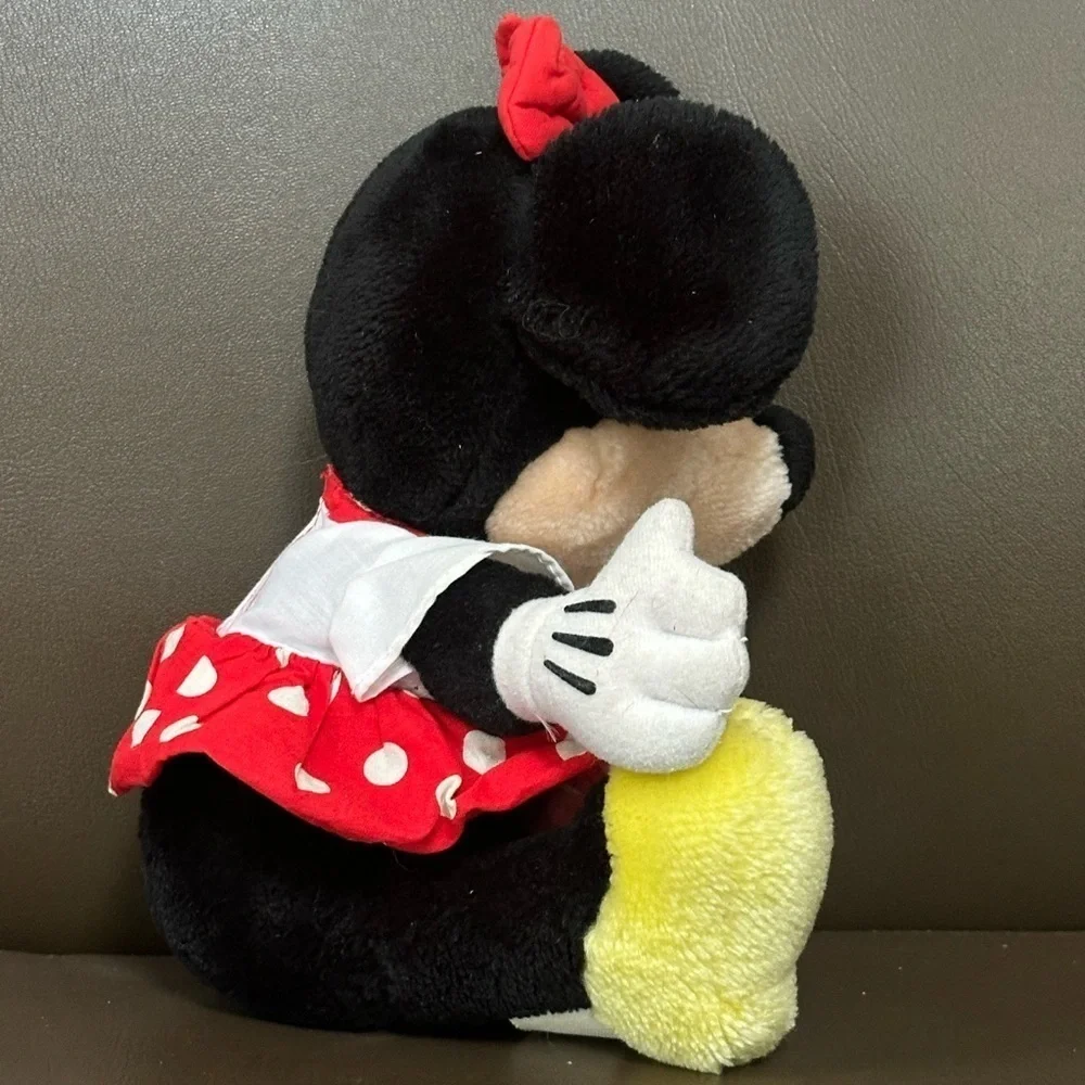 Vintage Disney Parks Minnie Mouse Plush Doll 12” Red Polka Dot Dress Disneyland